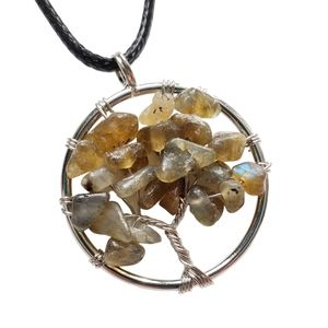 LAST ONE! Natural labradorite tree of life pendant necklace